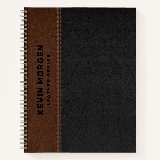 Zwart en Bruin  Leather Aged Look Notitieboek (Voorkant)
