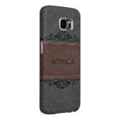 Zwart en bruin  leder Case-Mate samsung galaxy hoesje (Back/Rechts)