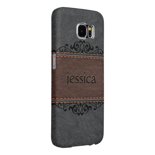 Zwart en bruin  leder Case-Mate samsung galaxy hoesje (Back/Rechts)