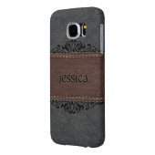 Zwart en bruin  leder Case-Mate samsung galaxy hoesje (Achterkant Links)