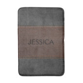 Zwart en bruin  leder met twervel badmat (Voorkant Verticaal)