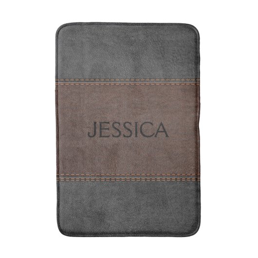 Zwart en bruin  leder met twervel badmat (Voorkant Verticaal)