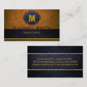 Zwart en bruin leder visitekaartje (Voorkant / Achterkant)