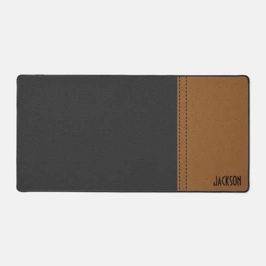 Zwart en bruin leer bureaumat (Voorkant)