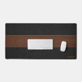 Zwart en bruin  leertextuur monogram bureaumat (Keyboard & Muis)