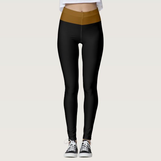 Zwart en bruin leggings (Voorkant)