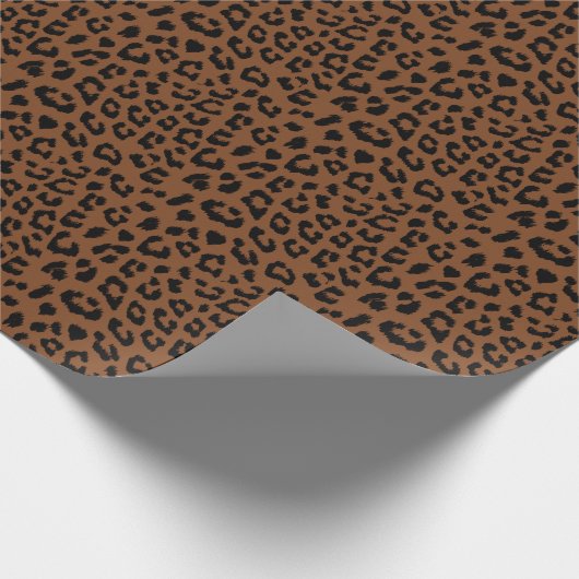 Zwart en Bruin Luipaard Print Patroon Cadeaupapier (Hoek)