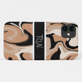 Zwart en bruin marmerdesign met monogram Hoesje (Achterkant (horizontaal))