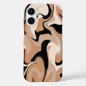 Zwart en bruin marmeren design iPhone hoesje (Achterkant)