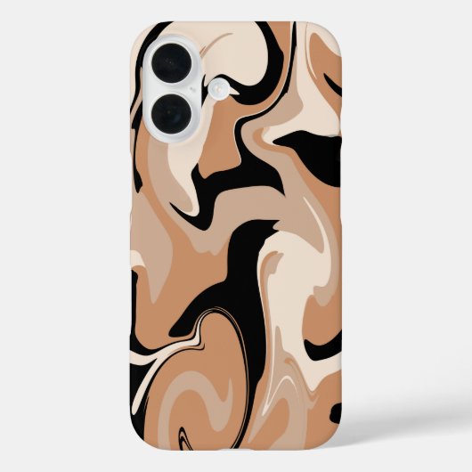 Zwart en bruin marmeren design iPhone hoesje (Achterkant)