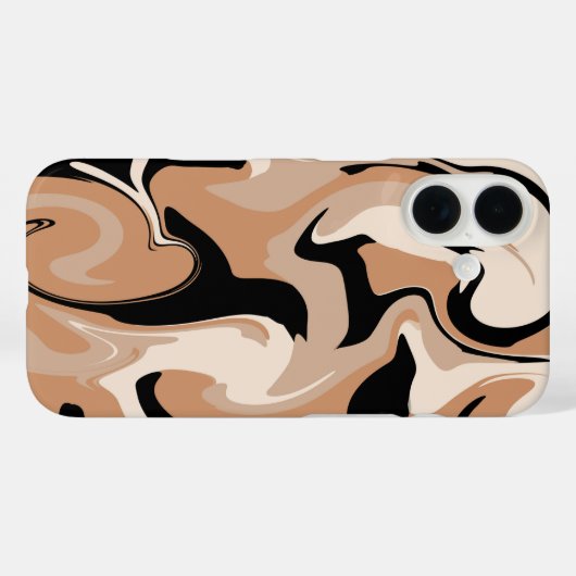 Zwart en bruin marmeren design iPhone hoesje (Achterkant (horizontaal))