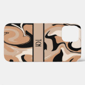 Zwart en bruin marmeren ontwerp met monogram Case-Mate iPhone case (Achterkant (horizontaal))
