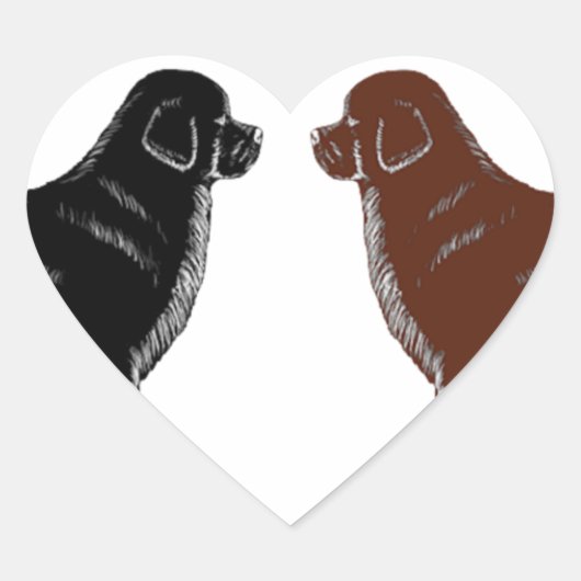Zwart en Bruin Newfoundland Honden Hart Sticker (Voorkant)