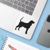 Zwart en bruin of Bluetick Coonhound Silhouette Sticker (Laptop met iPhone)