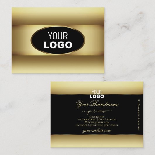 Zwart en bruin Ombre Logo Dark Gold Decor Lijst Visitekaartje (Voorkant / Achterkant)
