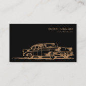 Zwart en Bruin Retro Auto Mechanisch Visitekaartje (Voorkant)