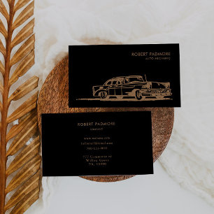 Zwart en Bruin Retro Auto Mechanisch Visitekaartje