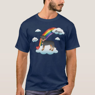 Zwart En Bruin Rottweiler Hond Regenboog Herdenkin T-shirt