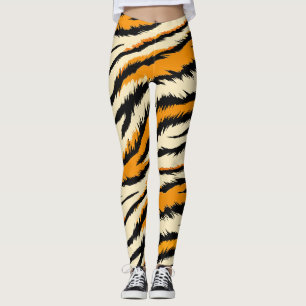 Zwart en bruin tijgerstrepenpatroon leggings