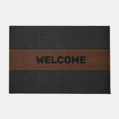 Zwart en Bruin Verouderd  Lederen Afbeelding Deurmat (Voorkant)