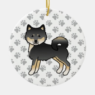 Zwart en bruine Alaskaanse Malamute Schattige Cart Keramisch Ornament