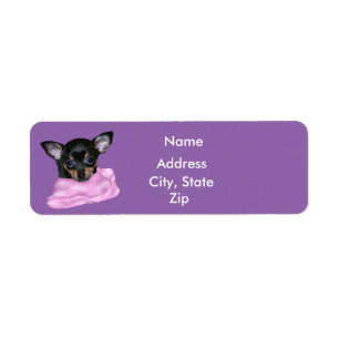 Zwart en bruine Chihuahua Puppy Etiket