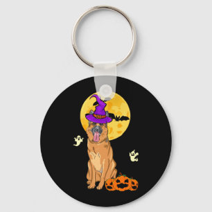 Zwart En Bruine Duitse Herder Heks Halloween Sleutelhanger