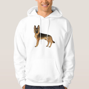 Zwart-en-bruine Duitse herdershond die rechtop sta Hoodie