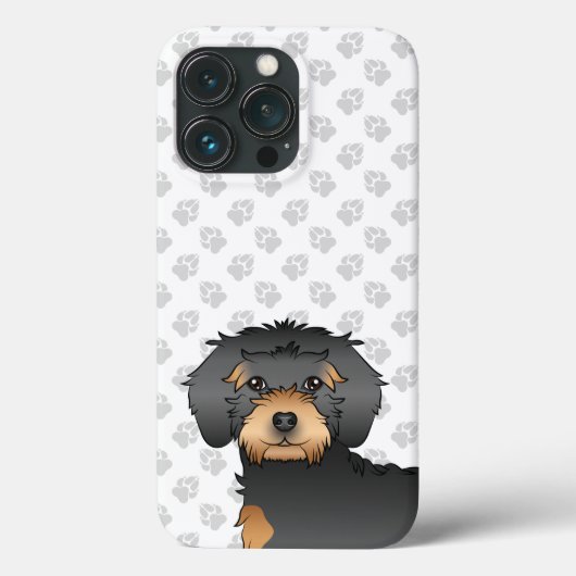 Zwart en bruine Mini Goldendoodle Cartoon Hondenko Case-Mate iPhone Case (Achterkant)