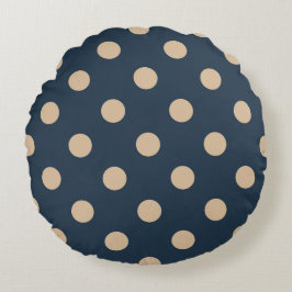 Zwart en bruine polka stippen ronde kussen
