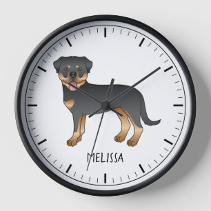 Zwart en bruine Rottweiler Cute Cartoon-hond en na