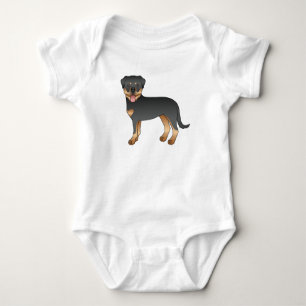 Zwart en bruine Rottweiler Cute Cartoon Hond Romper