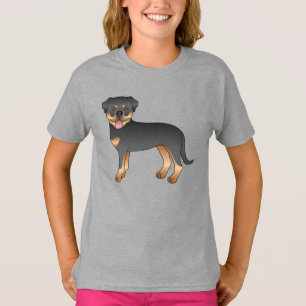 Zwart en bruine Rottweiler Cute Cartoon Hond T-shirt