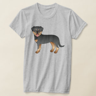 Zwart en bruine Rottweiler Cute Cartoon Hond T-shirt