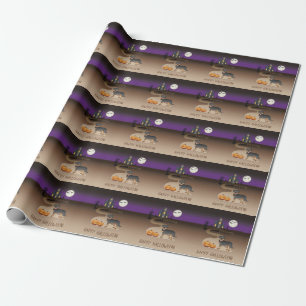 Zwart en bruine Rottweiler Halloween Spoken Huis Cadeaupapier