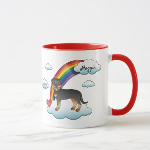 Zwart en bruine Rottweiler-hond Regenboogherdenkin Mok