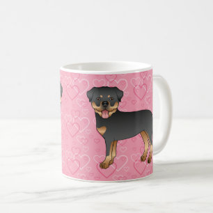 Zwart En Bruine Rottweiler Honden Op Roze Harten Koffiemok