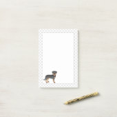 Zwart-en-bruine Rottweiler Schattige Cartoon Hond Post-it® Notes (Op bureau)