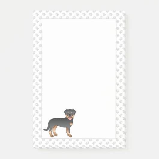 Zwart-en-bruine Rottweiler Schattige Cartoon Hond Post-it® Notes (Voorkant)