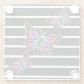 Zwart en Butterfly Striped Modern Glazen Onderzetter (Achterkant)