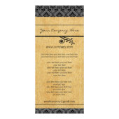 Zwart en Carmel Damask Rack Kaart (Achterkant)