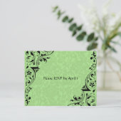Zwart en Celadon Lace RSVP Uitnodiging Briefkaart (Staand voorkant)