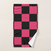 Zwart en Cerise Pink Checkered Pattern Bad Handdoek (Handdoek)