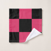 Zwart en Cerise Pink Checkered Pattern Bad Handdoek (Wasdoekje)