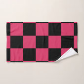 Zwart en Cerise Pink Checkered Pattern Bad Handdoek (Handdoek)