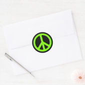 Zwart en Chartreuse Vredessymbool Ronde Sticker (Envelop)