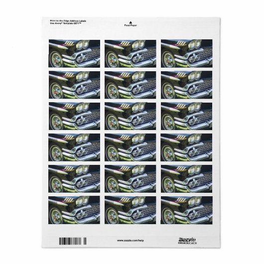 Zwart en chroom klassieke auto voorzijde passagier etiket (Full Sheet)