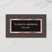 Zwart en Coppery Faux Roos Gold Recruiter Elegant Visitekaartje (Voorkant)