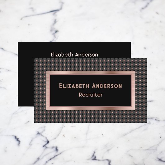 Zwart en Coppery Faux Roos Gold Recruiter Elegant Visitekaartje