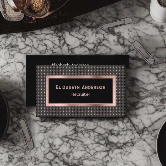 Zwart en Coppery Faux Roos Gold Recruiter Elegant Visitekaartje